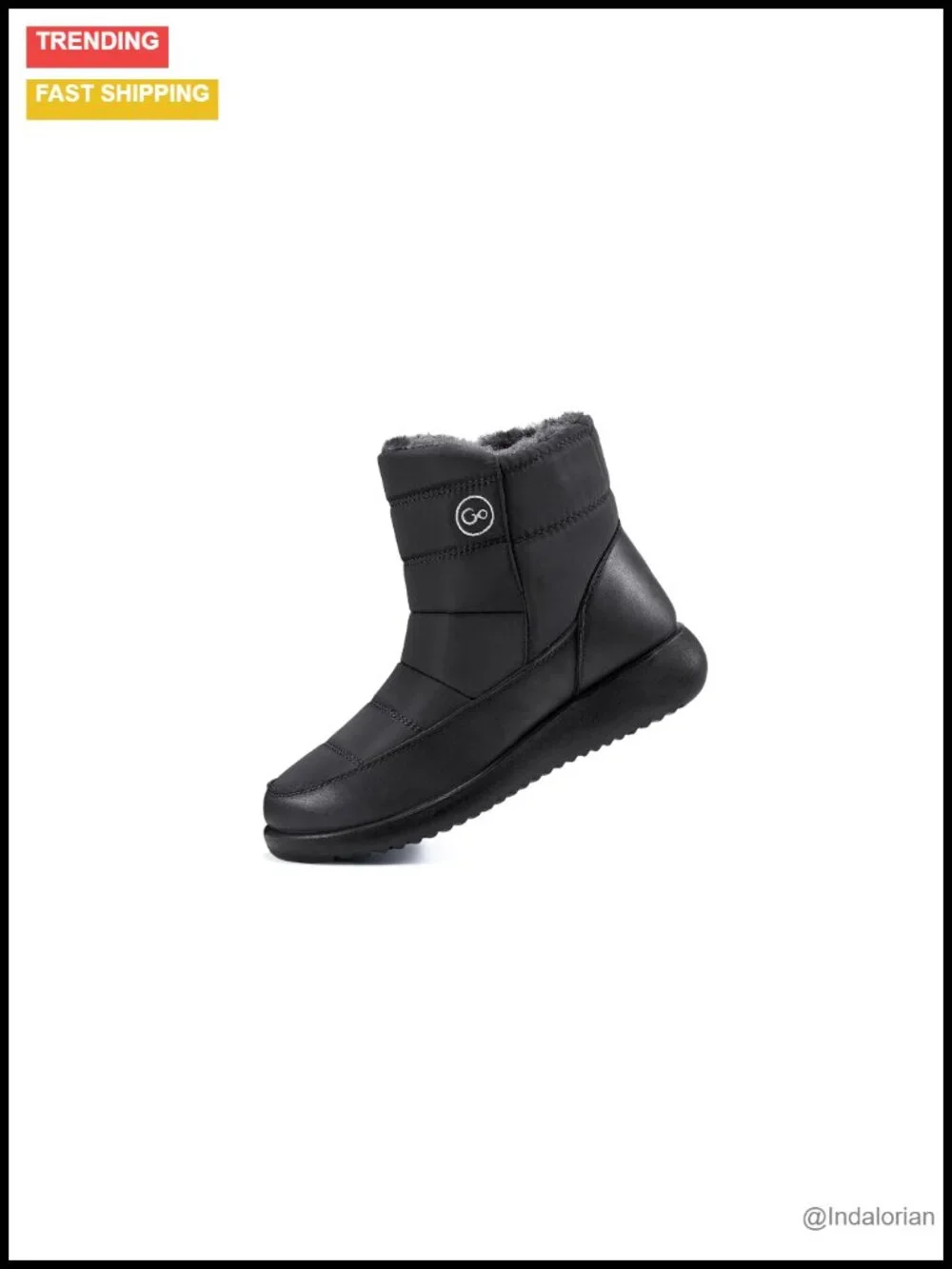 Warm Fur Lined Mid Calf Snow Boots with Zipper Anti-Slip Waterproof